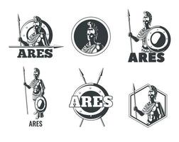 Ares God Emblems Set vector