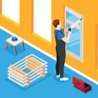 Plastic Windows Isometric Concept vector