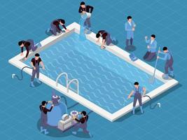 Pool Cleaning Service Composition vector