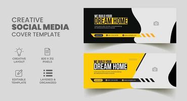 construction social media post and web banner template for digital marketing. handyman home repair ad design layout template. vector