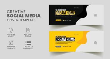 construction social media post and web banner template for digital marketing. handyman home repair ad design layout template. vector