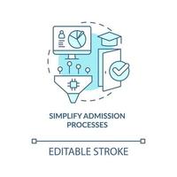 Simplify admission processes turquoise concept icon. Benefit of industry specific ERP abstract idea thin line illustration. Isolated outline drawing. Editable stroke vector