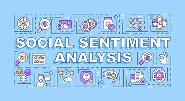 Social sentiment analysis word concepts blue banner. Psychology. Infographics with editable icons on color background. Isolated typography. Vector illustration with text