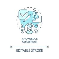 Knowledge assessment turquoise concept icon. Advantage of formal education abstract idea thin line illustration. Isolated outline drawing. Editable stroke vector