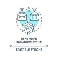 Open ended educational system turquoise concept icon. Benefit of non formal education abstract idea thin line illustration. Isolated outline drawing. Editable stroke vector