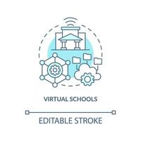 Virtual schools turquoise concept icon. Web environment. Educational service provide abstract idea thin line illustration. Isolated outline drawing. Editable stroke vector