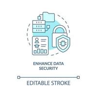 Enhance data security turquoise concept icon. Benefit of industry specific ERP abstract idea thin line illustration. Isolated outline drawing. Editable stroke vector