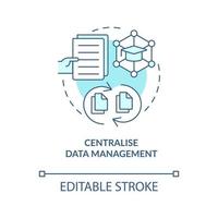 Centralise data management turquoise concept icon. Benefit of industry specific ERP abstract idea thin line illustration. Isolated outline drawing. Editable stroke vector