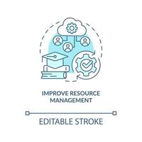 Improve resource management turquoise concept icon. Benefit of industry specific ERP abstract idea thin line illustration. Isolated outline drawing. Editable stroke vector