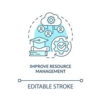 Improve resource management turquoise concept icon. Benefit of industry specific ERP abstract idea thin line illustration. Isolated outline drawing. Editable stroke vector