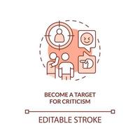 Become target for criticism red concept icon. Live streaming disadvantage abstract idea thin line illustration. Isolated outline drawing. Editable stroke vector
