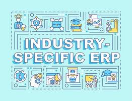 Industry specific ERP word concepts turquoise banner. Education. Infographics with editable icons on color background. Isolated typography. Vector illustration with text