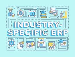 Industry specific ERP word concepts turquoise banner. Education. Infographics with editable icons on color background. Isolated typography. Vector illustration with text