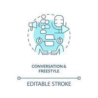 Conversation and freestyle turquoise concept icon. Digital product. Podcast format abstract idea thin line illustration. Isolated outline drawing. Editable stroke vector