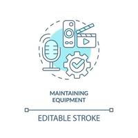 Equipment maintenance turquoise concept icon. Broadcast quality. Blog production abstract idea thin line illustration. Isolated outline drawing. Editable stroke vector