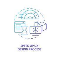 Speed up user experience design development blue gradient concept icon. Power of familiarity in UX abstract idea thin line illustration. Isolated outline drawing vector