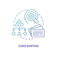 Card sorting blue gradient concept icon. User interface design. Web development. Mental model in UX abstract idea thin line illustration. Isolated outline drawing vector