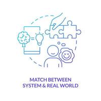 Match between system and real world blue gradient concept icon. Usability heuristic. UX design fundamental abstract idea thin line illustration. Isolated outline drawing vector