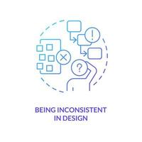 Inconsistency blue gradient concept icon. Web development issue. Frequent user experience design mistake abstract idea thin line illustration. Isolated outline drawing vector
