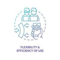 Flexibility and efficiency of use blue gradient concept icon. Usability heuristic. UX design fundamental abstract idea thin line illustration. Isolated outline drawing vector