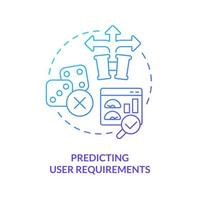 Predicting user requirements blue gradient concept icon. Web design issue. Frequent UX development mistake abstract idea thin line illustration. Isolated outline drawing vector