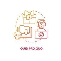 Quid pro quo attack red gradient concept icon. IT security. Steal valuable information. Hacker treats abstract idea thin line illustration. Isolated outline drawing vector