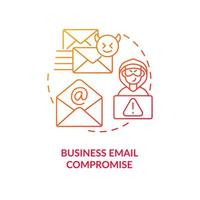 Business email compromise red gradient concept icon. Spoof account. Cyber criminals. Hacker hazard abstract idea thin line illustration. Isolated outline drawing vector