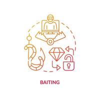 Baiting attack red gradient concept icon. Victim trap. Fake prize. False promise. Social engineering tactics abstract idea thin line illustration. Isolated outline drawing vector