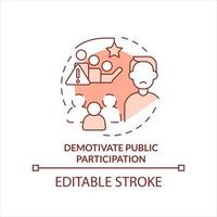 Demotivate public participation terracotta concept icon. Low social activity abstract idea thin line illustration. Isolated outline drawing. Editable stroke vector