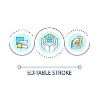 Cozy workplace loop concept icon. Comfortable home office. Quiet place for job. Remote work benefit abstract idea thin line illustration. Isolated outline drawing. Editable stroke vector