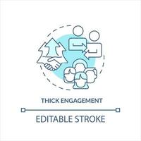 Thick engagement turquoise concept icon. Involvement. Small-group discussion abstract idea thin line illustration. Isolated outline drawing. Editable stroke vector