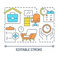 Comfortable workplace concept icon. Cozy home office. Personal space for job. Remote work abstract idea thin line illustration. Isolated outline drawing. Editable stroke vector