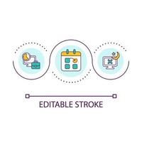 Job schedule loop concept icon. Do not work overtime. Cope with overload. Prevent burnout abstract idea thin line illustration. Isolated outline drawing. Editable stroke vector