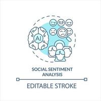 Social sentiment analysis turquoise concept icon. Behavioral research abstract idea thin line illustration. Isolated outline drawing. Editable stroke vector