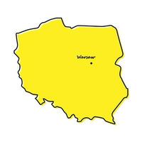 Simple outline map of Poland with capital location vector