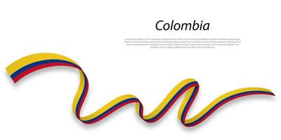 Waving ribbon or banner with flag of Colombia. vector