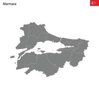 alto calidad mapa marmara región de pavo, con fronteras vector