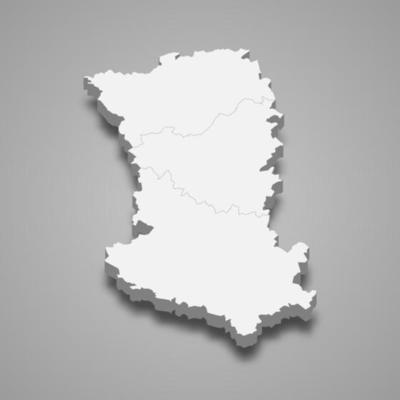 3d isometric map of Deux-Sevres is a department in France