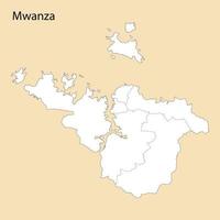 High Quality map of Mwanza is a region of Tanzania vector