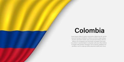 Wave flag of Colombia on white background. vector