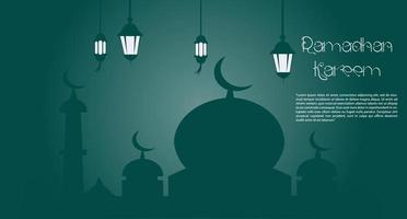 diseño de fondo de saludo ramadan kareem con ilustración de mezquita vector