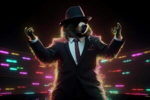 Bear dancing and celebrating background, Bearish in Stock market and Crypto currency. Created photo