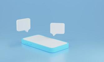 3D Rendering smartphone and Message speech bubble. photo