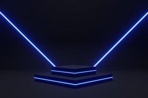 3d render Realistic pedestal podium in futuristic style. Minimal scene for products showcase, Stage promotion display. photo
