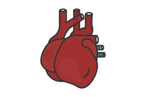 Heart icon illustration. icon related to human organ. Flat line icon style, lineal color. Simple vector design editable