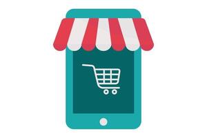 Mobile shop icon illustration. icon related to shopping. Flat icon style. Simple vector design editable