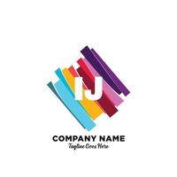 IJ initial logo With Colorful template vector