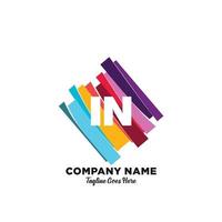 IN initial logo With Colorful template vector
