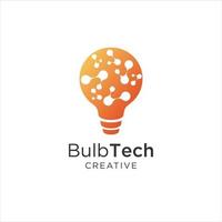 bulb tech logo icon . Bulb Logo Design Colorfull . Idea creative light bulb logo . Bulb digital logo technology Idea vector