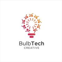 bulb tech logo icon . Bulb Logo Design Colorfull . Idea creative light bulb logo . Bulb digital logo technology Idea vector